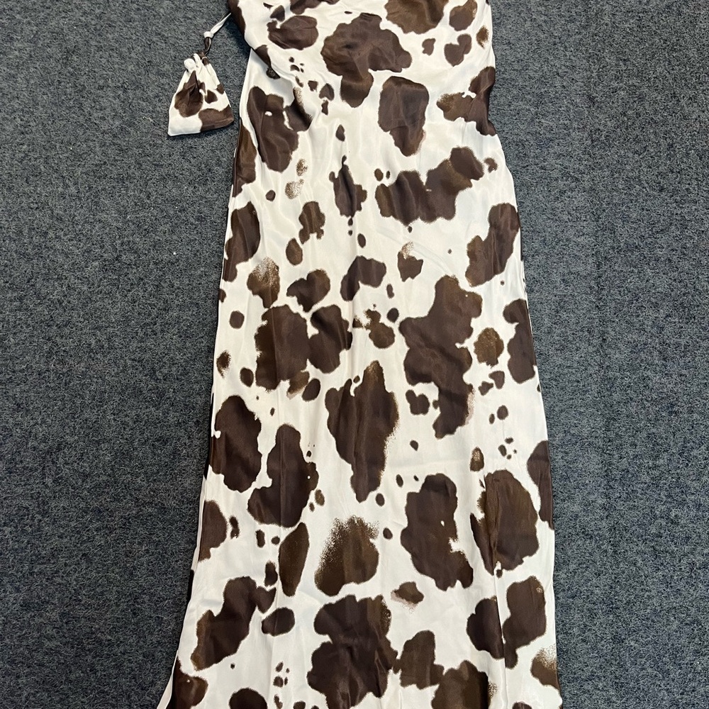 Anthropologie One Shoulder Dress in Brown and Cream